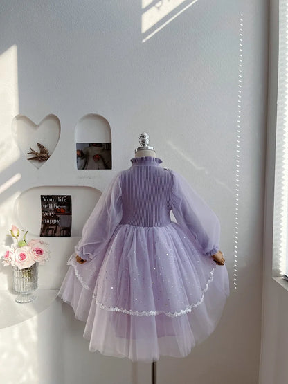 Anime Kuromi Lolita Kleid und Umhang Set Strickpullover Spleißen Mesh Prinzessin Kleid Partykleid Herbst Winter Urlaub Geschenk