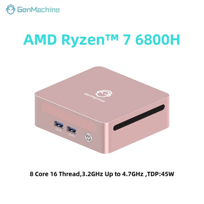 GenMachine Ryzen PRO 6800H MINI PC Windows 11 8C/16T 3.2Ghz LPDDR5 6400Mhz 24G RAM 256G ROM WIFI6 BT5.2 Diy Gaming Computer.