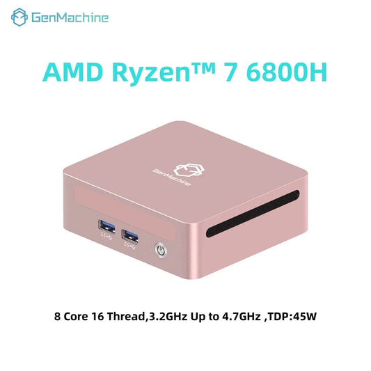 GenMachine Ryzen PRO 6800H MINI PC Windows 11 8C/16T 3.2Ghz LPDDR5 6400Mhz 24G RAM 256G ROM WIFI6 BT5.2 Diy Gaming Computer.