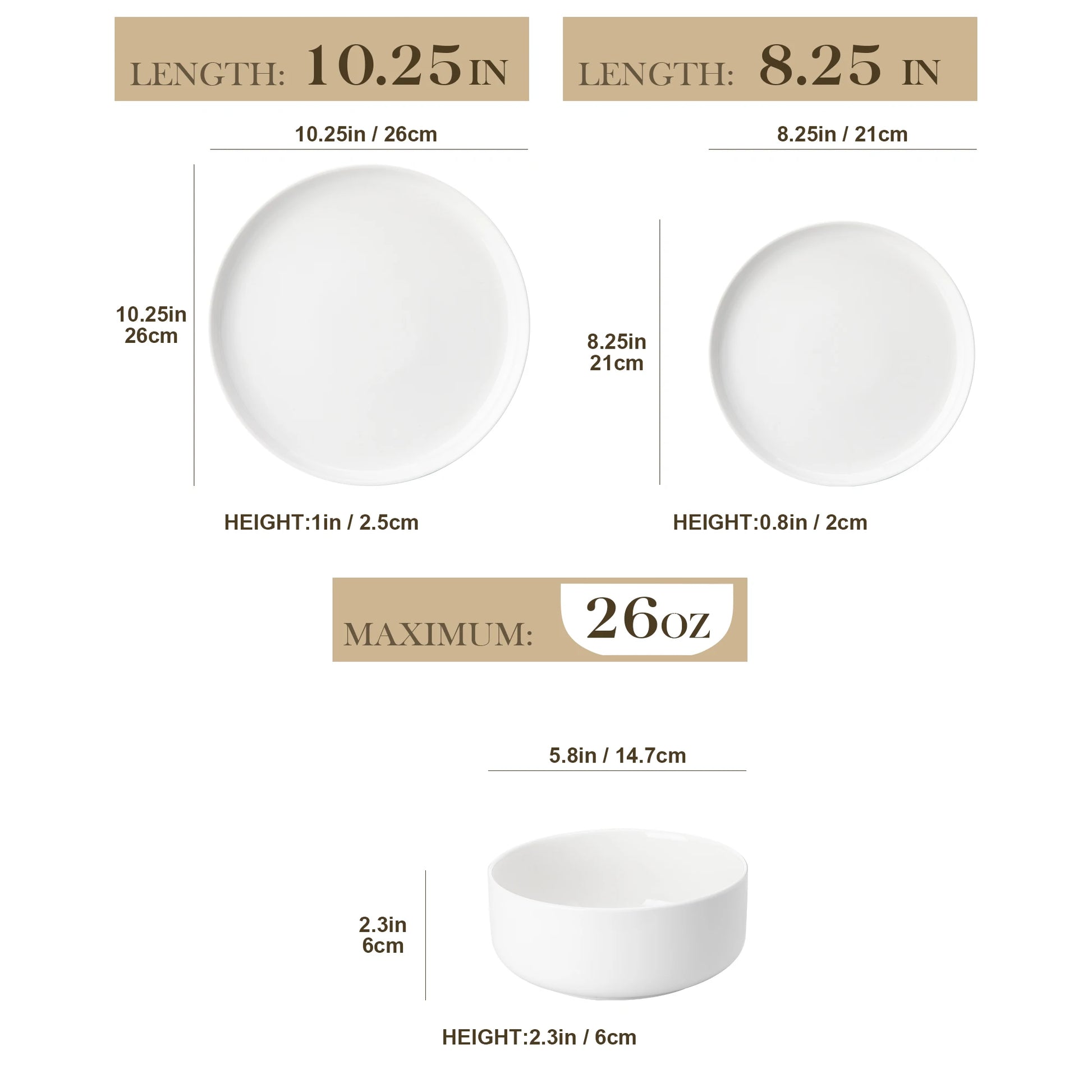 MALACASA 18/36-Piece Ceramic Plate Porcelain Dinnerware Set with 6/12 Pcs Dinner/Dessert Plates,Bowl Tableware Set for 6/12.