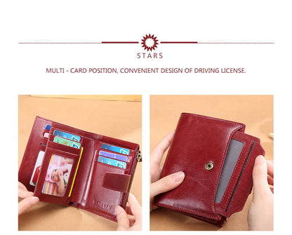 2024 New Short Women Wallets Genuine Leather Zipper Coin Pocket Women Purse Name Engraved Quality Card Holder Kpop Female Wallet.