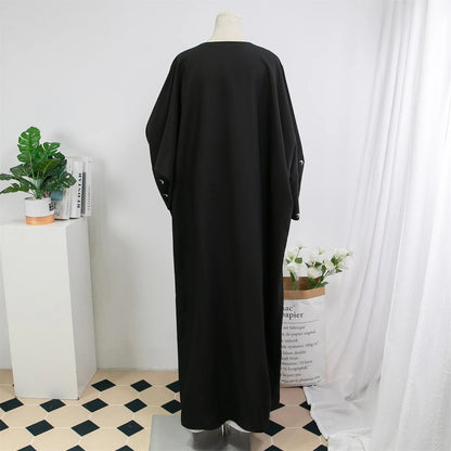 Lose Kaftan muslimischen Abayas Frauen islamische Kleidung Mond Stickerei offene Front Abaya Langarm Maxi Länge Kleid Frauen Jilbabs.