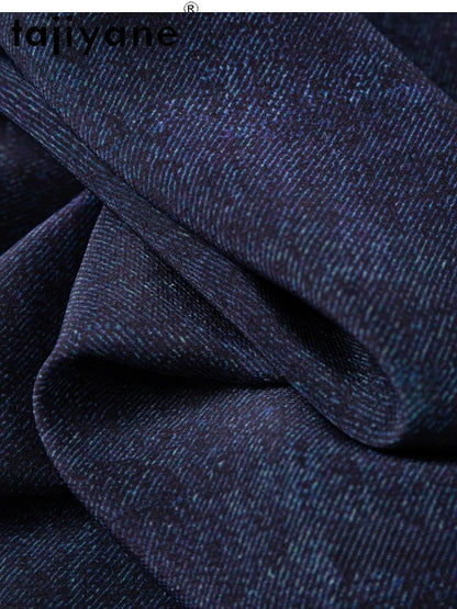 TAJIYANE 100% Maulbeerseide Kleid Frau Sommer 2025 Elegante Lange Kleider Denim Gedruckt Party Kleider Damen Kleidung Vestidos.