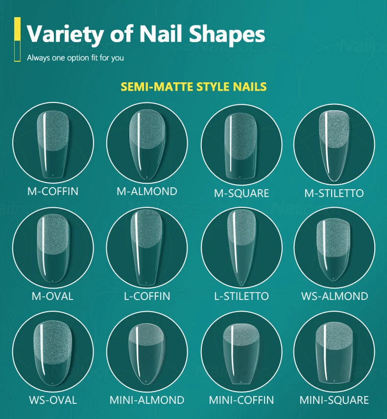 NAILPOP 120pcs Fake Nails Full Cover Press on Nails Coffin Soft Gel American Pose Capsule False Nail Tips for Extension System.