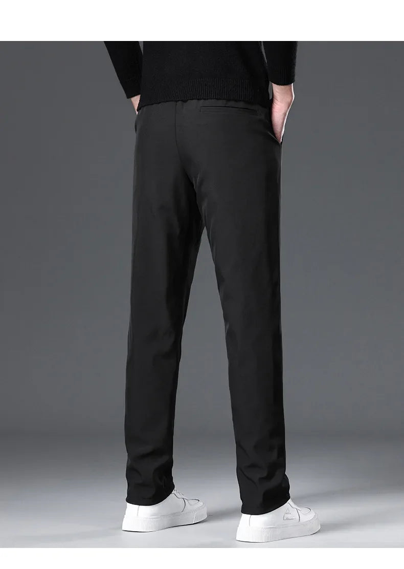 New Winter Men's Down Pants High Quality Thick Warm Goose Down Padded Business Casual Pants for Male Fashion Trousers Outerwear.