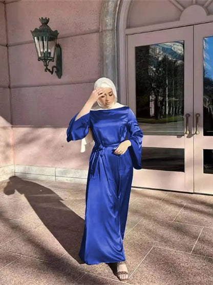 Eid Kebaya African Dresses For Women Muslim Kaftan Satin Shiny Batwing Abaya Dubai Luxury Caftan Marocain Robe Femme Musulmane.