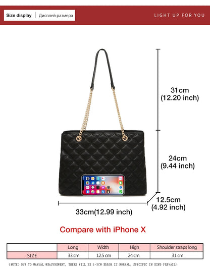 FOXER Women Fashion Quilted Shoulder Bag Female Classic Underarm Bag Vintage Lady Simple Tote Bags Chrismas Gift.