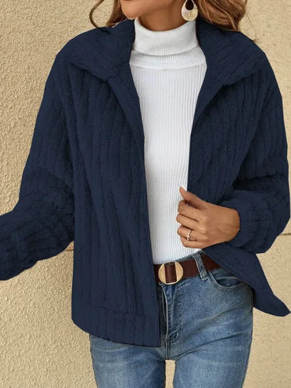 2025, Herbst und Winter, neue Mode, Damenpullover, Mäntel, Übergröße, Fleece-Strickjacke, kurzer Kragen, Tops, Damenbekleidung