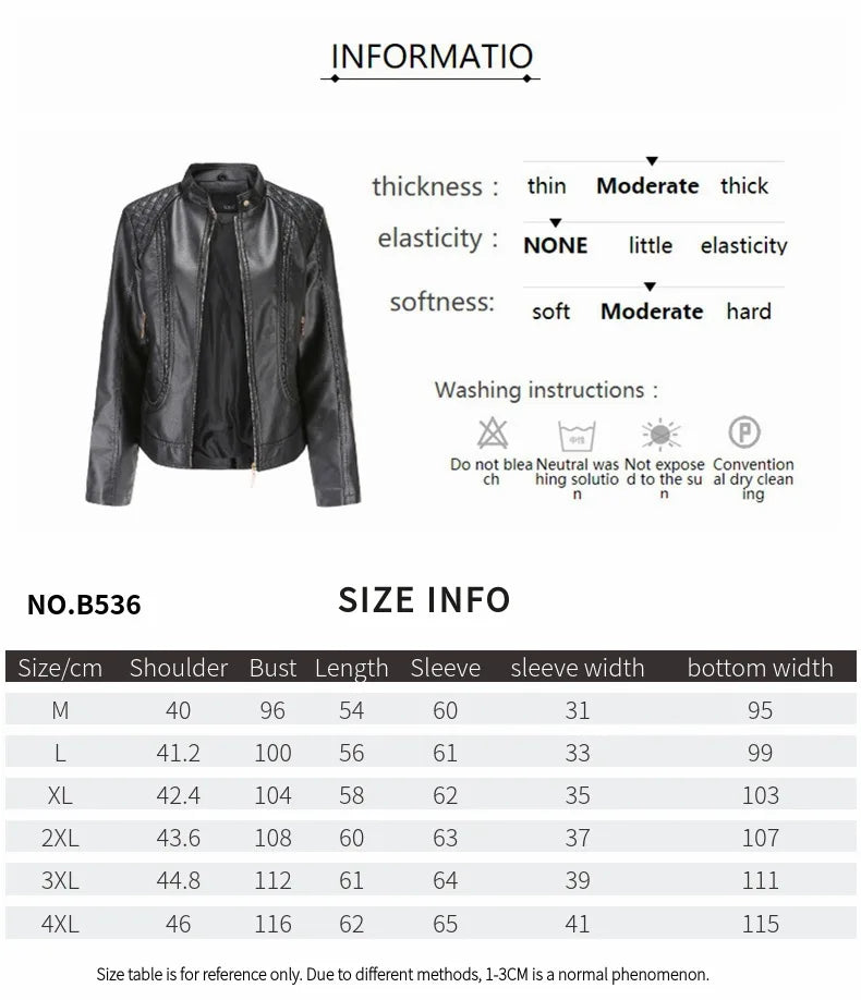 Women's Elegant Stand-up Collar Solid Jacket 2022 Female Three-dimensional Pattern Coat S-4XL New Pu Faux Leather Jacket Women.