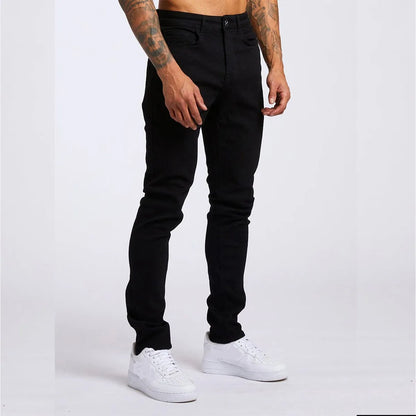 New Style of Denim Men's Jeans Cross-border Ins Trendy Black Slim High Waist Denim Pants Men.