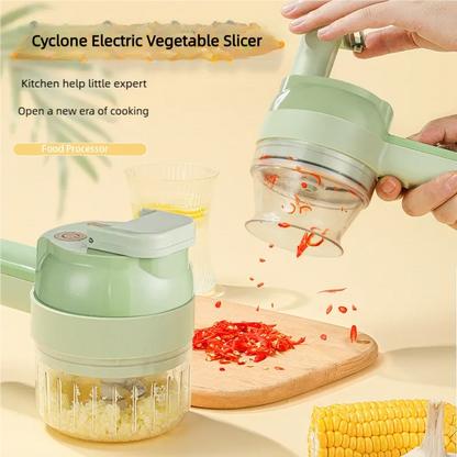 4In1 Electric Vegetable Cutter Set Handheld Wireless Electric Garlic Masher Food Chopper Meat Grinder Machine Food Peel Slice.