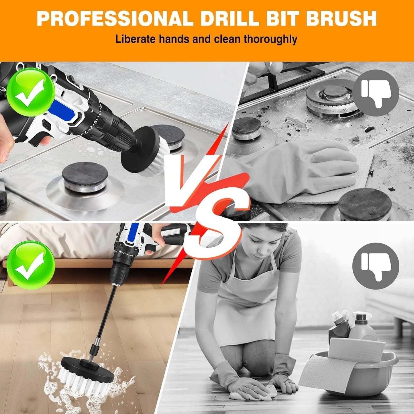 Allzweck-Akku-Bohrmaschine zum Bohren, elektrischer Schleuderschrubber, elektrische Reinigungsbürste zum Reinigen mit Li-Ionen-Akku