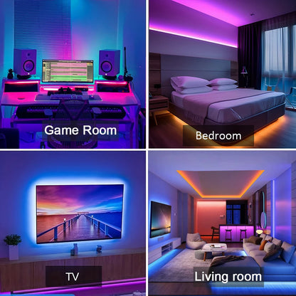 RGB-LED-Streifenlichter, 5 m, 10 m, 20 m, 30 m, LED-Raumlicht mit APP-Steuerung, flexibles Band, Luces-LED-Band für Zimmer, Schlafzimmer, Dekoration.