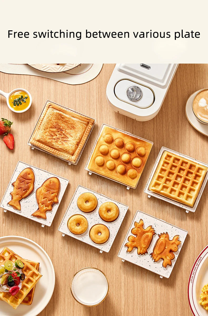 Electric Sandwich Maker Multifunctional Waffle Machine Toaster Baker Breakfast Machine Takoyaki Pancake Donuts Sandwichera 220V.