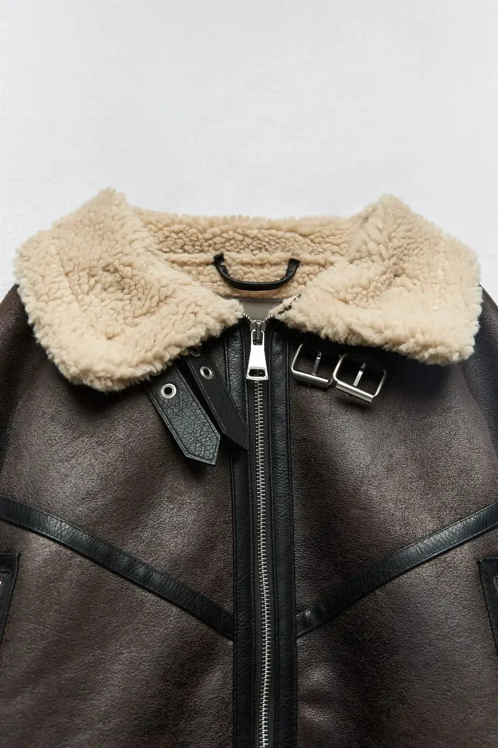 Frau dicke warme doppelseitige Faux Shear ling Jacke Herbst Winter neue Revers Langarm Gürtel Saum Reiß verschluss weibliche Oberbekleidung