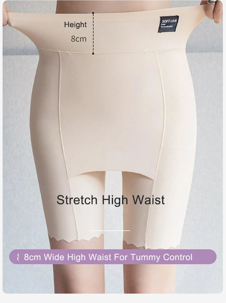 Women's plus Size White under Skirt Shorts Summer Seamless Protective Spandex Safety Hip-up Skirt Underpants Large Size.