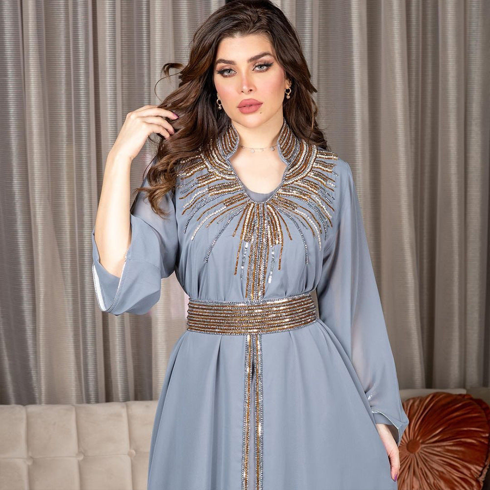 Floral Bedruckte Abaya Arabisch Langes Kleid Frauen Muslimischen Marokkanischen Kaftan Robe Golf Jalabiya Dubai Islam Türkei Kleider Ramadan Kleid.