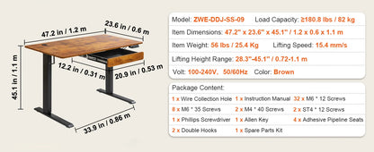 SucceBuy Elektrischer Stehpult, höhenverstellbarer Stehpult mit doppeltem Schutzsystem, hohe Tragfähigkeit für das Heimbüro