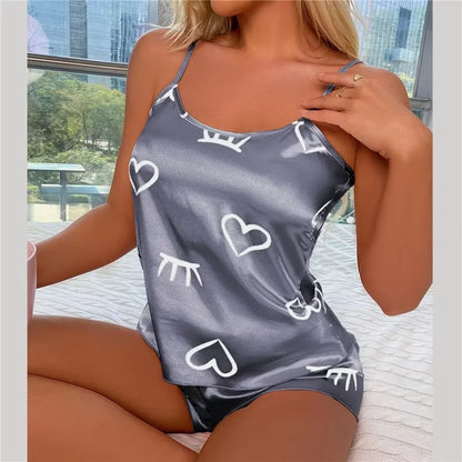 1 Satz Sommer-Damen-Pyjamas, zweiteilig, sexy, lässig, Leibchen, Unterhemd, Shorts, Homewear-Anzug