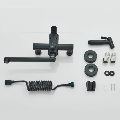 Kitchen Faucets Stainless Steel Wall Mounted Multifunctional Bathroom Basin Faucet Hot Cold  Water Mixer Taps With Spray Gun