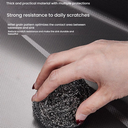 Stainless Steel Kitchen Sink Household Rice Grain Pattern Large Single Slot Wear Resistant Wash Dish Bowl Countertop Basin