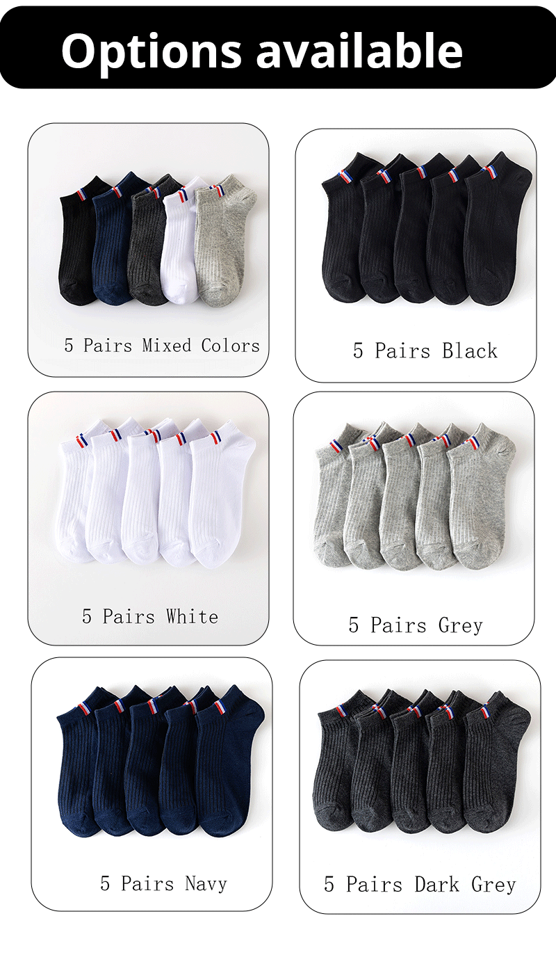 5 Pairs Of Thin Summer Blending Boat Socks Plain Color Mens Casual Socks Breathable Sweat Absorbing Calibration Socks.
