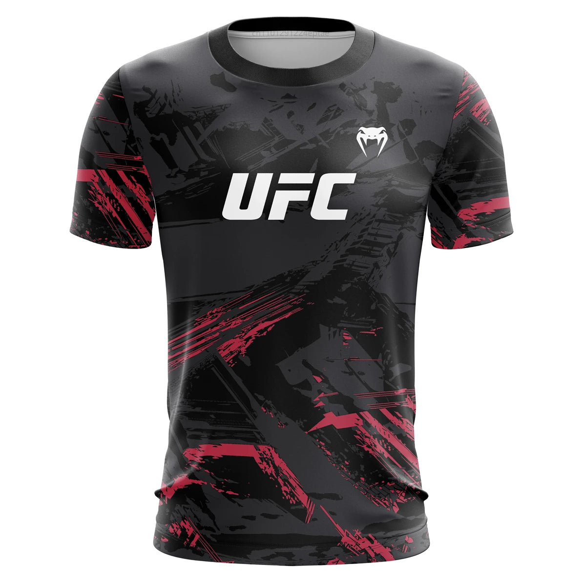 Men's UFC Fashion Short Sleeve Gym Running Round Neck T-Shirt MMA Training Exercise Gym Sport Tops Lightweight Player Jersey.