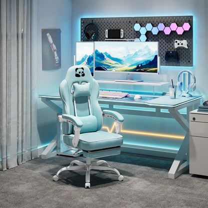 WOLTU Ergonomischer Gaming-Stuhl, Bürostuhl mit hoher Rückenlehne, Drehsessel mit Fußstütze und höhenverstellbarem Computerstuhl für die Lendenwirbelsäule