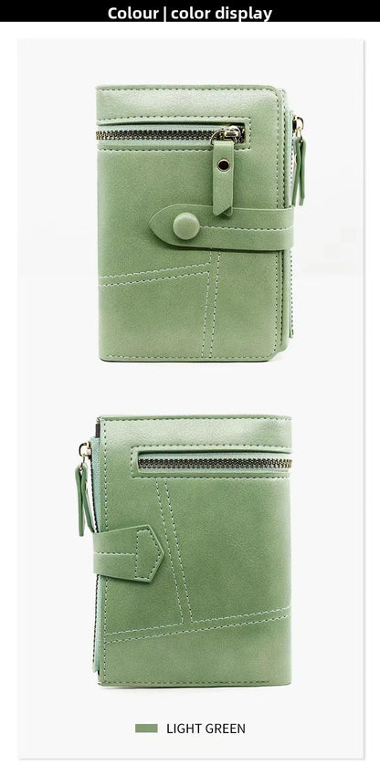 New Short Women's Wallet, Japanese-style Small Fragrant Style Pu Leather Zipper Trendy Change Bag.
