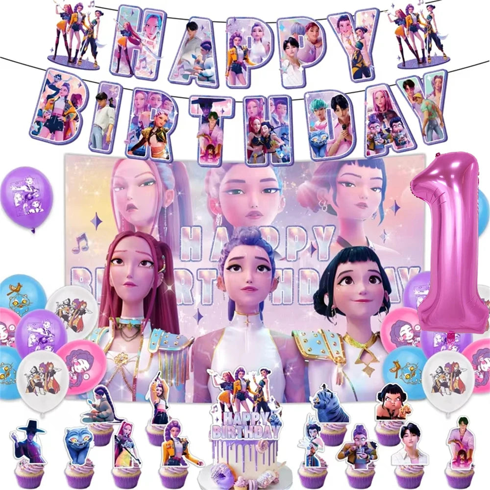 Neue Kpop Dämon Jäger Thema Einweg Geschirr Set Party Liefert Huntrix Saga Jungen Kuchen Topings Geburtstag Party Dekoration