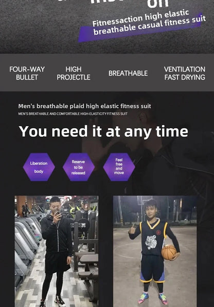 Men's Sportswear Set Quick-Dry Running Clothes Fitness Wear Morning Run Clothing Spring Autumn Basketball Training Jacket.