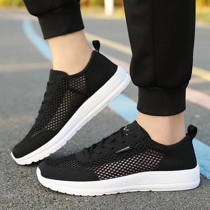 YRZL Sneakers Men Shoes Hollow Mesh Breathable Outdoor Casual Shoes Comfortable Walking Non Slip Big Size Mens Sneakers.
