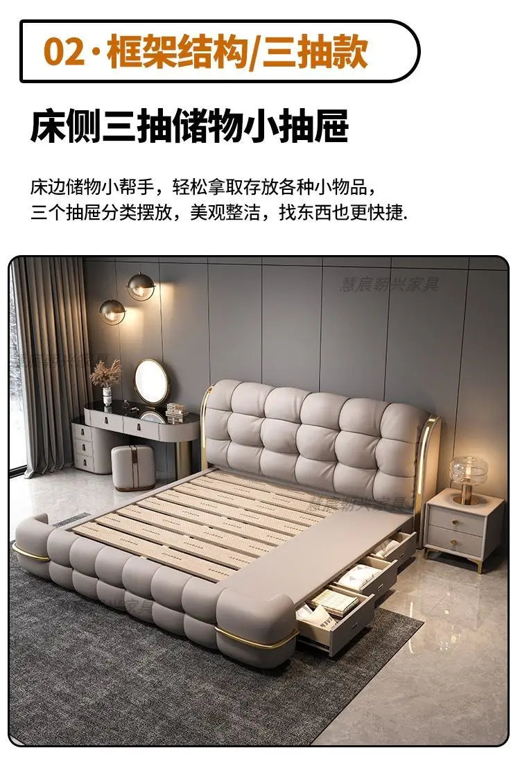 Kopfteil-Aufbewahrungsbetten, gepolstert, minimalistische Doppelbett-Schlafbetten, luxuriös, einzigartig, Muebles Para Dormitorio, Möbelzubehör