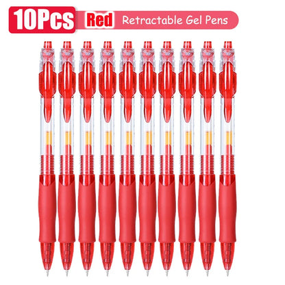 1–63 Stück einziehbares Gelschreiber-Set, Kugelschreiber mit schwarzer/roter/blauer Tinte zum Schreiben, 0,5 mm Nachfüllungen, Bürozubehör, Schulbedarf, Schreibwaren