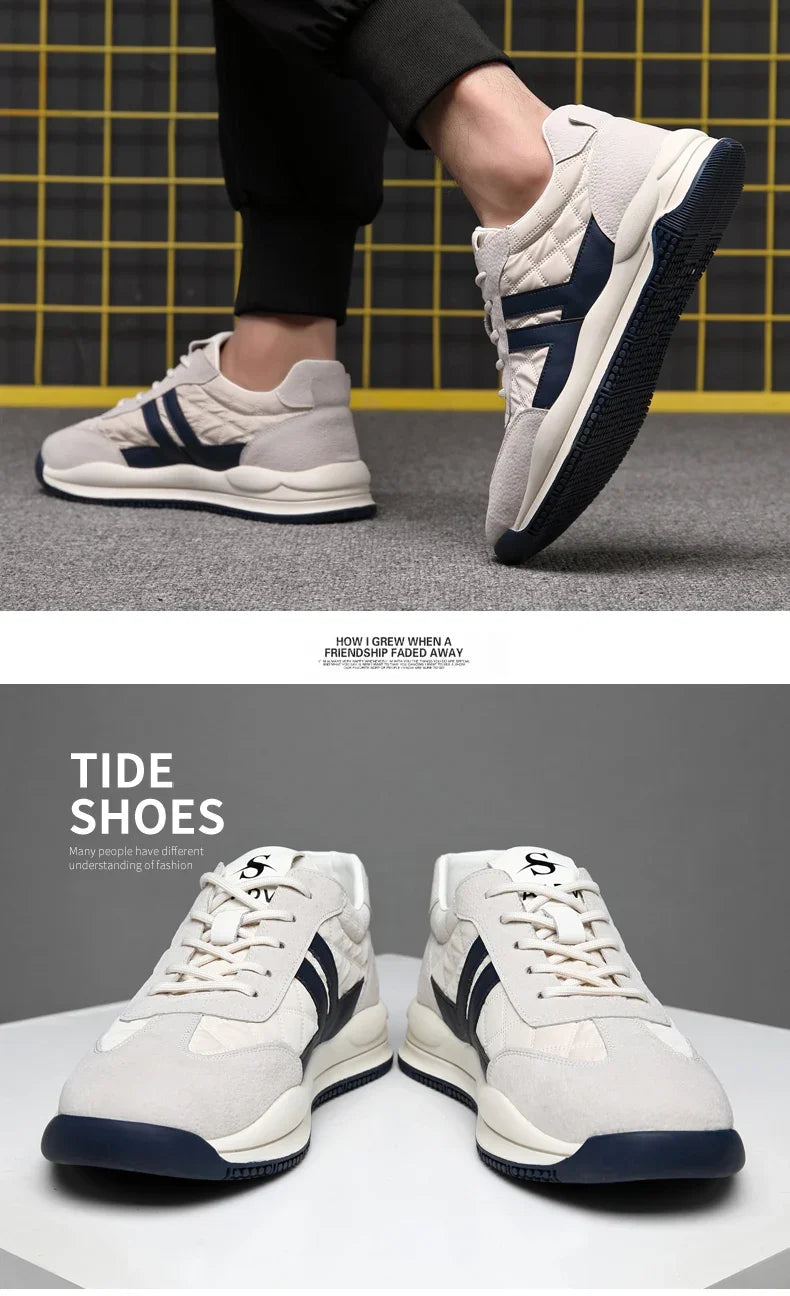 Genuine Leather Lift Sneakers Men Height Increase Insoles 6/8cm High Quality Elevator Shoes Comfortable Breathable Casual Sports.