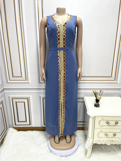 Elegant Muslim Abaya for Women Dress 2 Piece Set Chiffon Cloak Caftan Indian Party Dresses Sequins Kinono Robe Vestidos Abayas