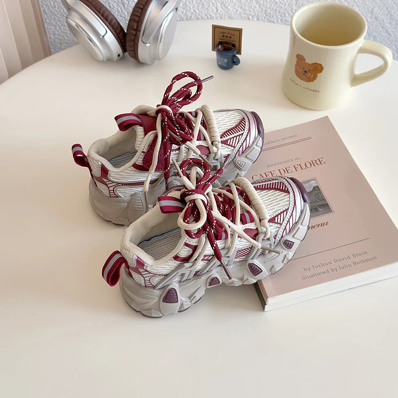 Kids Sneakers for Girls 2025 New Toddlers Causal Shoes Spring Autumn Chunky Versatile Children School Basketball Shoes Non-slip.