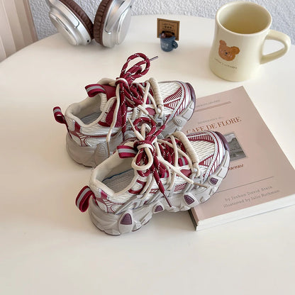 Kids Sneakers for Girls 2025 New Toddlers Causal Shoes Spring Autumn Chunky Versatile Children School Basketball Shoes Non-slip.