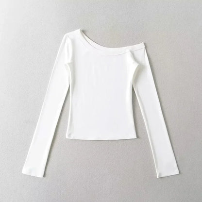 Women One Shoulder Long Sleeve Fitted Top
