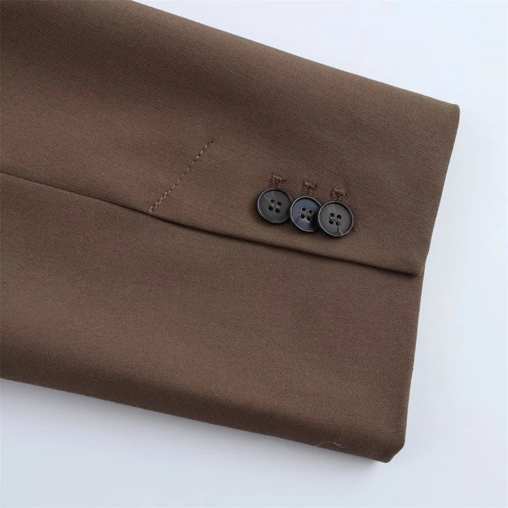 Spring and Summer New Product Women's Wear with Belt Straight Sleeve Casual Suit Coat Waist and Pants Set.