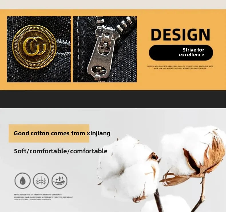 Gestickte Slim-Fit-Jeans mit geradem Bein, High-End-Freizeithose für Herren, durchgehender Bodendruck, dehnbar, trendige Marken-Freizeitjeans.