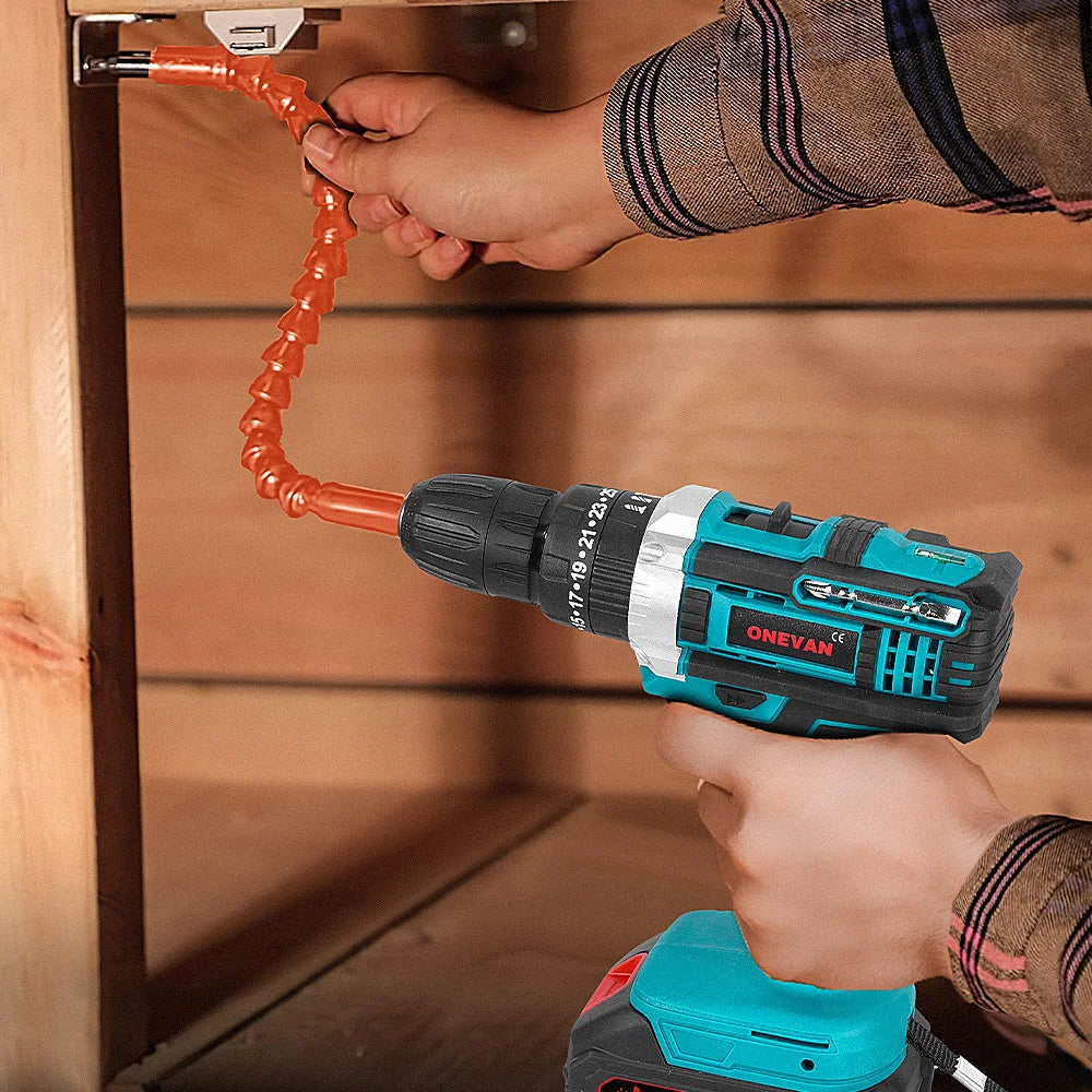 ONEVAN Elektrischer Schlagbohrschrauber, 25 + 3 Drehmoment, multifunktional, 2 Gänge, Akku-Bohrhammer, Elektrowerkzeug für Makita 18 V Akku-Stift