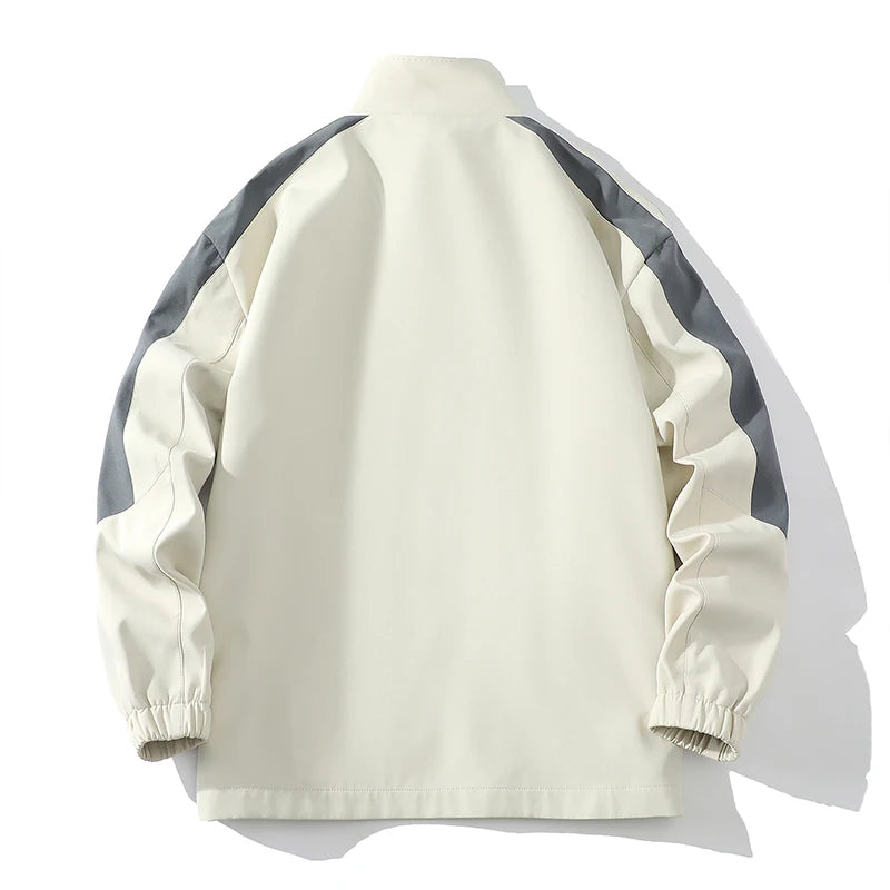 Sports suit men's  spring and autumn striped stand up collar jacket and pants paired with running and fitness two-piece set.