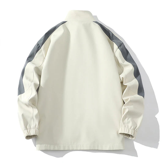 Sports suit men's  spring and autumn striped stand up collar jacket and pants paired with running and fitness two-piece set.