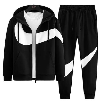Autumn Winter Loose Hooded Long Sleeve Zipper Jacket Pants Trendy Set Men's Clothing New Hot Sale Of The Season Style Casual Out.