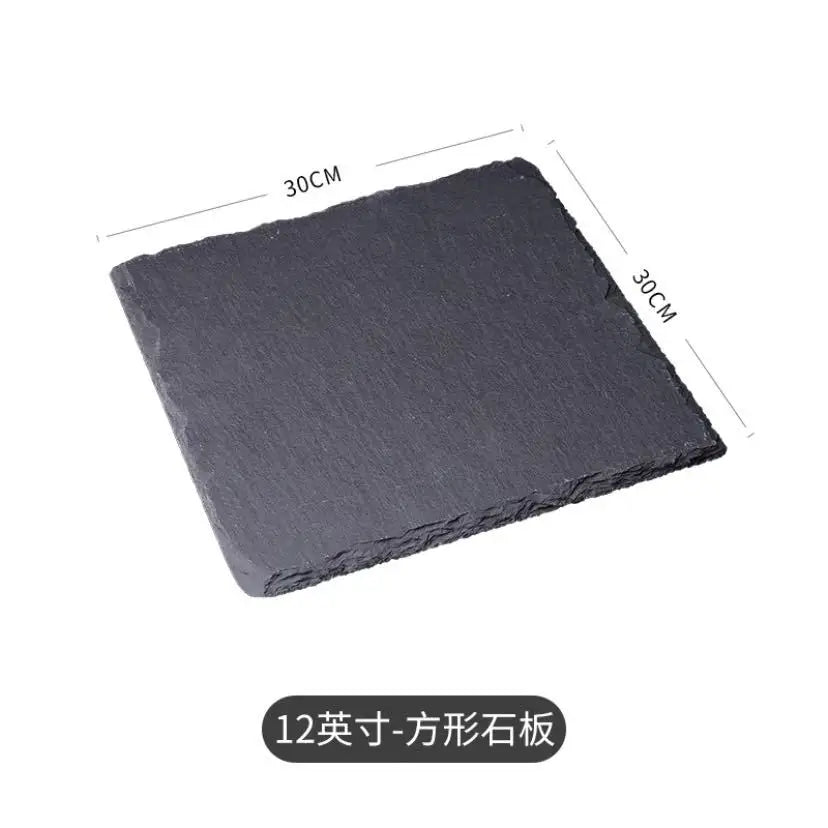 Japanese And Korean Style SLATE Plate Dessert Sushi Flat Western Food Black SLATE Plate Tableware.