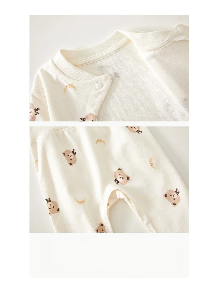 Newborn Baby Base Shirt+pants 2-piece Set Autumn and Winter Cartoon Pure Cotton Top+pants 0-18M Newborn Baby Pajamas.