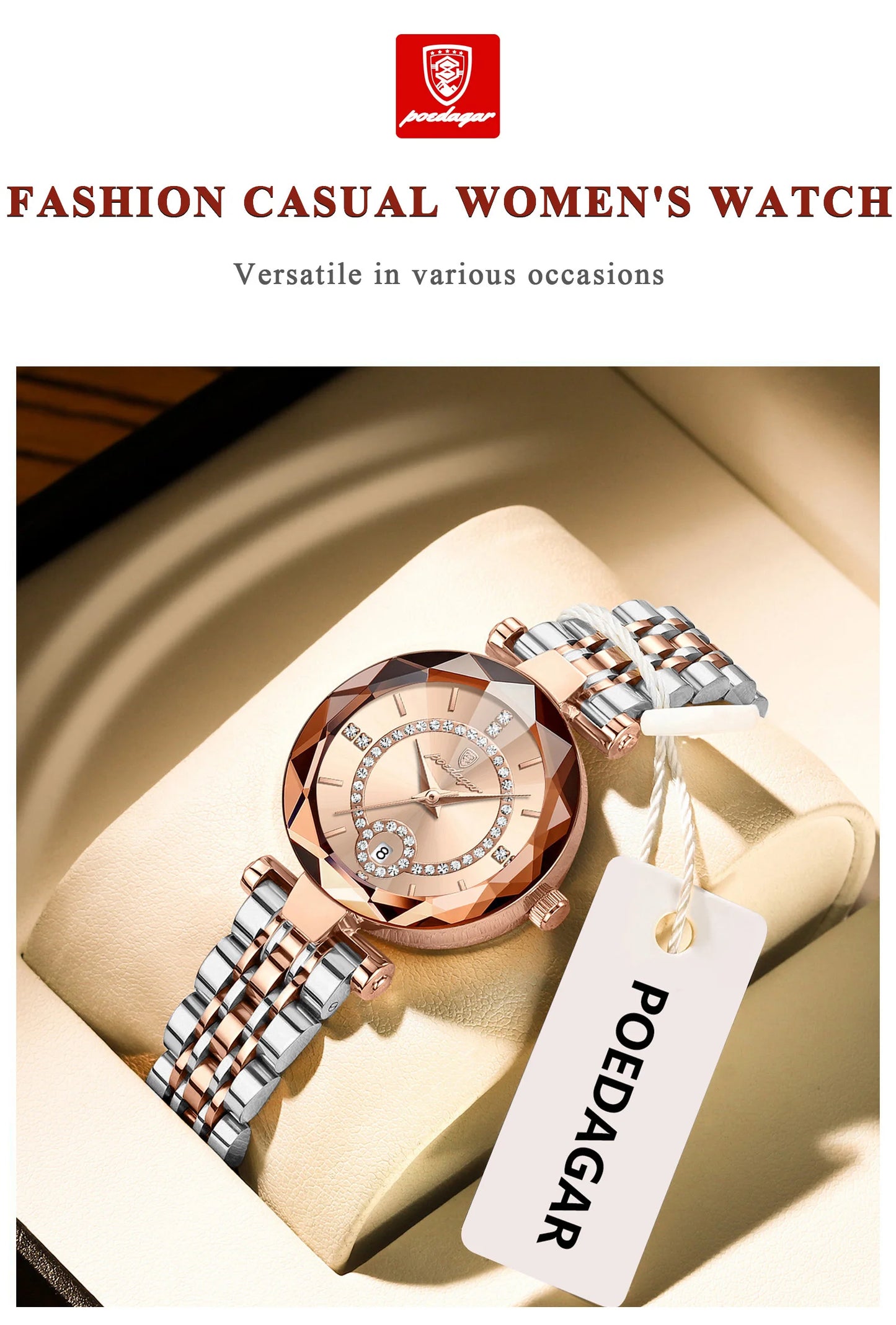 POEDAGAR Fashion Original Wristwatch For Woman Waterproof Stainless Steel Date Quartz Ladies Watch Luxury Casual Women's Watches