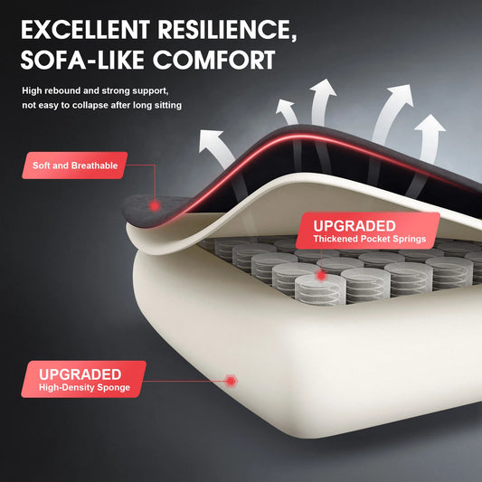 GC-RC05 Gaming-Stuhl, Stoff-Computerstuhl mit Zwei-Punkt-Massagebürostuhl, ergonomischer Stuhl mit verbreitertem Kissen mit Taschenfeder