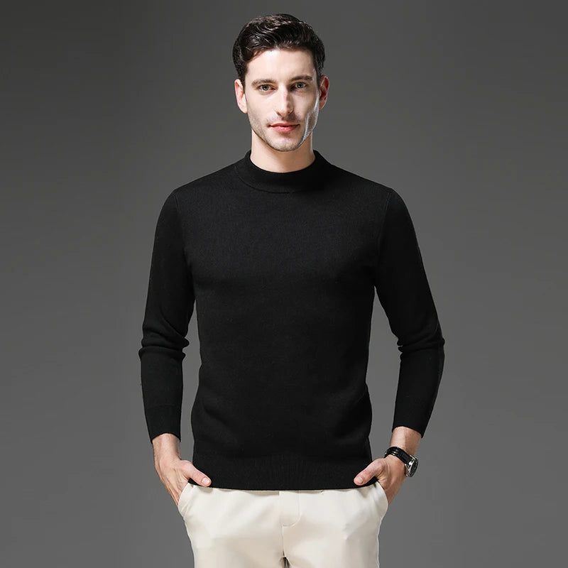 High End Wool Anti-pilling Blended Fashion Brand Half Turtleneck Knit Pullover Casual Sweater Mens Jumper Designer Clothing